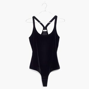 Madewell Black Velvet Racer Back Bodysuit